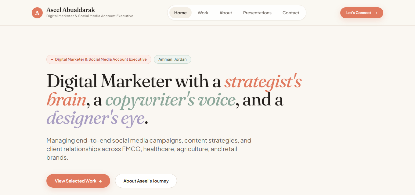 Aseel Abualdarak — Marketing Portfolio Preview